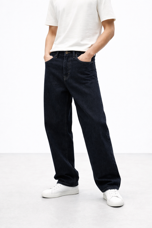 Baggy Denim Jeans – Dark Wash